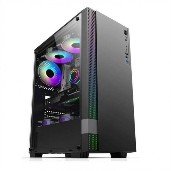 ミッドタワーPCゲームケース ETEK ミッドタワーPCゲームATXコンピュータケース サポート 6 ARGBファン テンパールガラスサイドパンデル