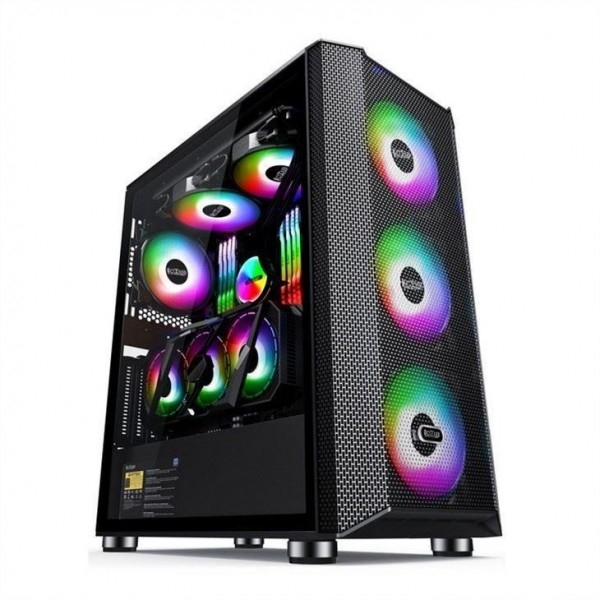 磁気設計のコンピュータケースダストフィルターサポート 6 ファン ATX ミッドタワー PC ゲームケースガラスサイドパネルケーブル管理