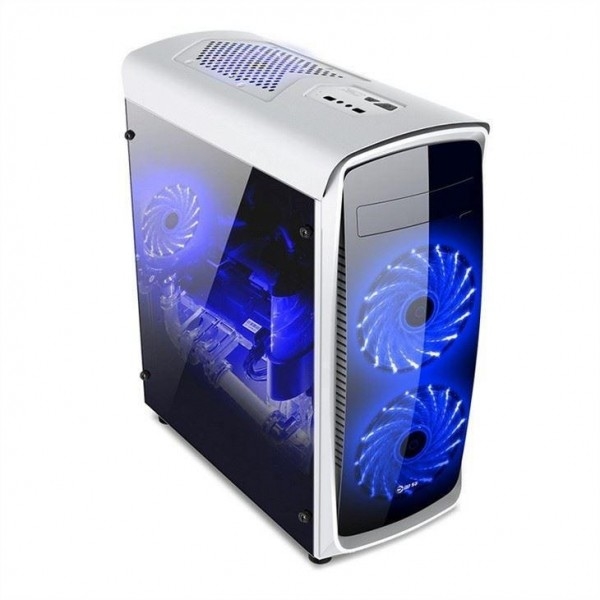 ETEK ATX ミッドタワーケース アクリル フロント&サイドパネル フルサイドビュー 黒白