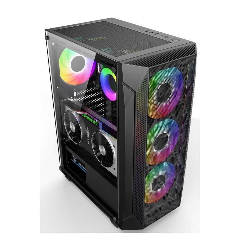ETEK - ATX/Matx パソコンケース 側圧網付き メッシュ上での温熱ガラスパネル フロントパネル サポート 水冷式ラジエーター