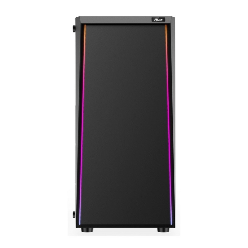 ETEK - デスクトップコンピュータケース フロントパネルのARGB LEDストライプ,サイドパネルのテンパードグラス トップ I/O パネル