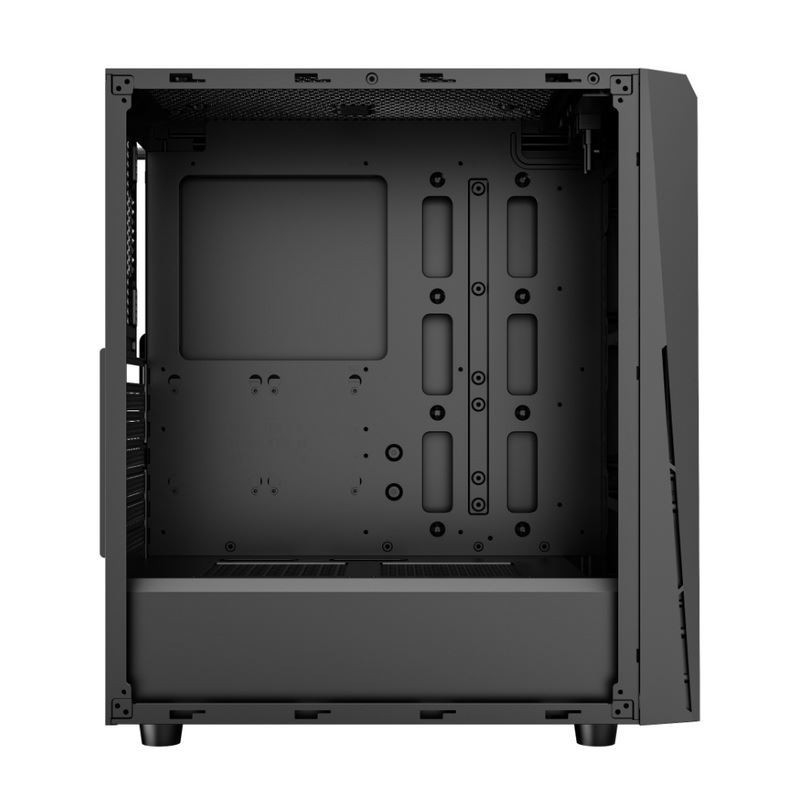 ETEK - デスクトップコンピュータケース フロントパネルのARGB LEDストライプ,サイドパネルのテンパードグラス トップ I/O パネル