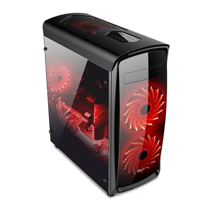 ETEK ATX ミッドタワーケース アクリル フロント&サイドパネル フルサイドビュー 黒白
