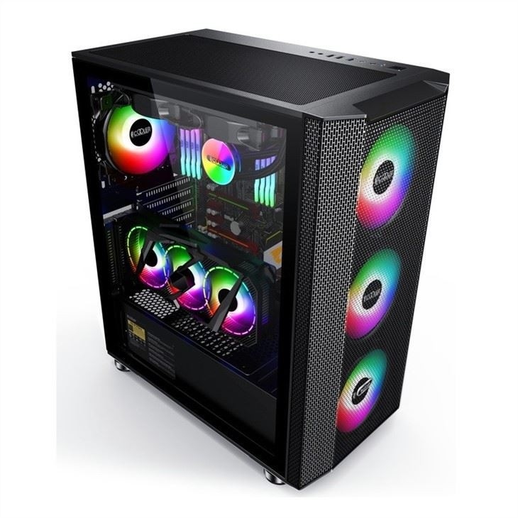 磁気設計のコンピュータケースダストフィルターサポート 6 ファン ATX ミッドタワー PC ゲームケースガラスサイドパネルケーブル管理