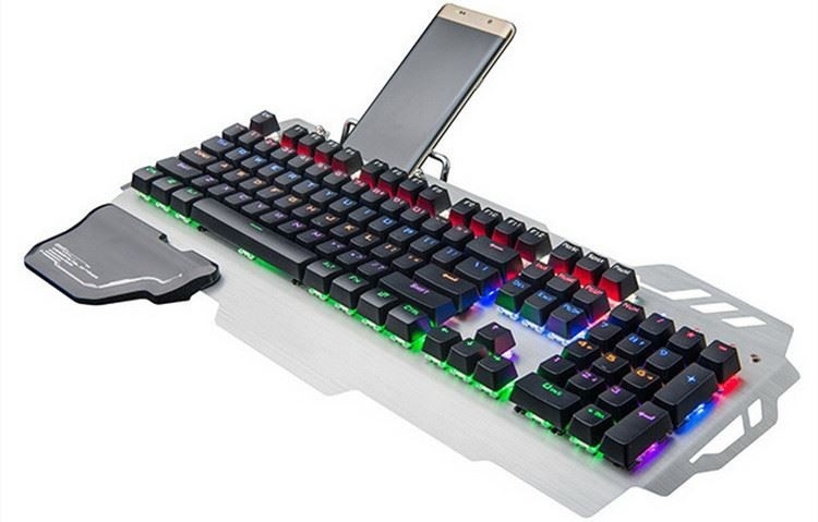 ワイヤードゲーム メカニカルキーボード モバイル電話ホルダーと手首のサポート 非常に速いグリーンシャフト