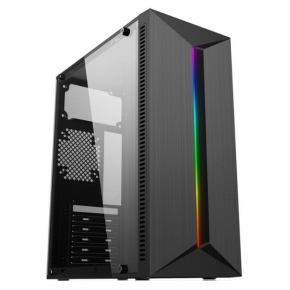 アクリルのパネルATXコンピュータ キャビネットRGBの賭博のPCの箱の黒のシャーシのRGBライト ストリップが付いている前部ABSパネル