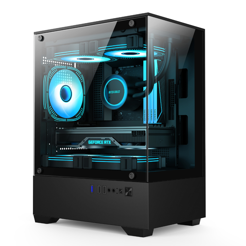 マイクロATX ITX PCゲームケース 1 HDDベイ 1 SSDドライブベイ 両色 黒白