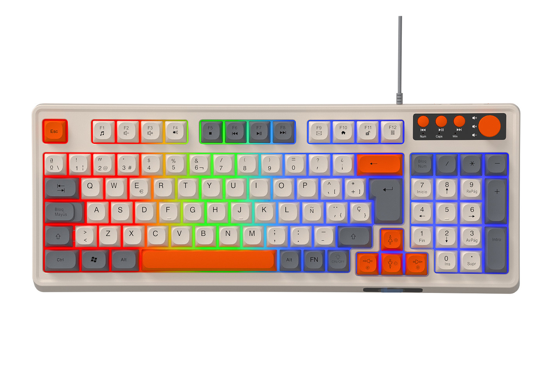 94+4 PC マルチメディアキー レッドレインボーバックライト マルチメディアゲームキーボード ゲーム用