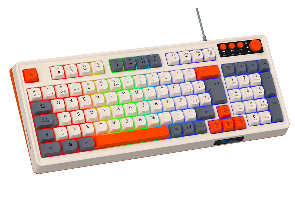 94+4 PC マルチメディアキー レッドレインボーバックライト マルチメディアゲームキーボード ゲーム用
