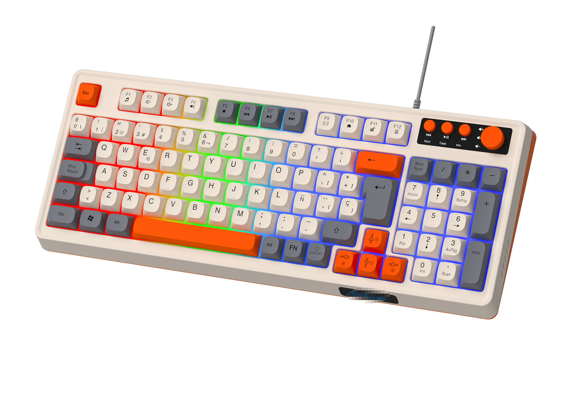 94+4 PC マルチメディアキー レッドレインボーバックライト マルチメディアゲームキーボード ゲーム用