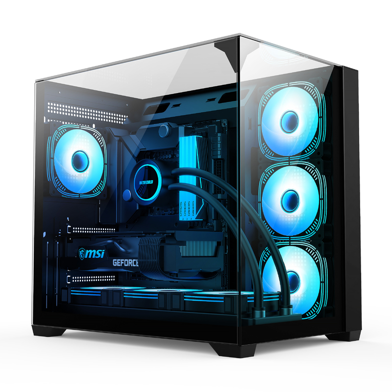 三面ガラス・シャシー 完全なサイズ ATX マザーボード 拡張性のある冷却機能を必要とするユーザー向けのコンピュータケース