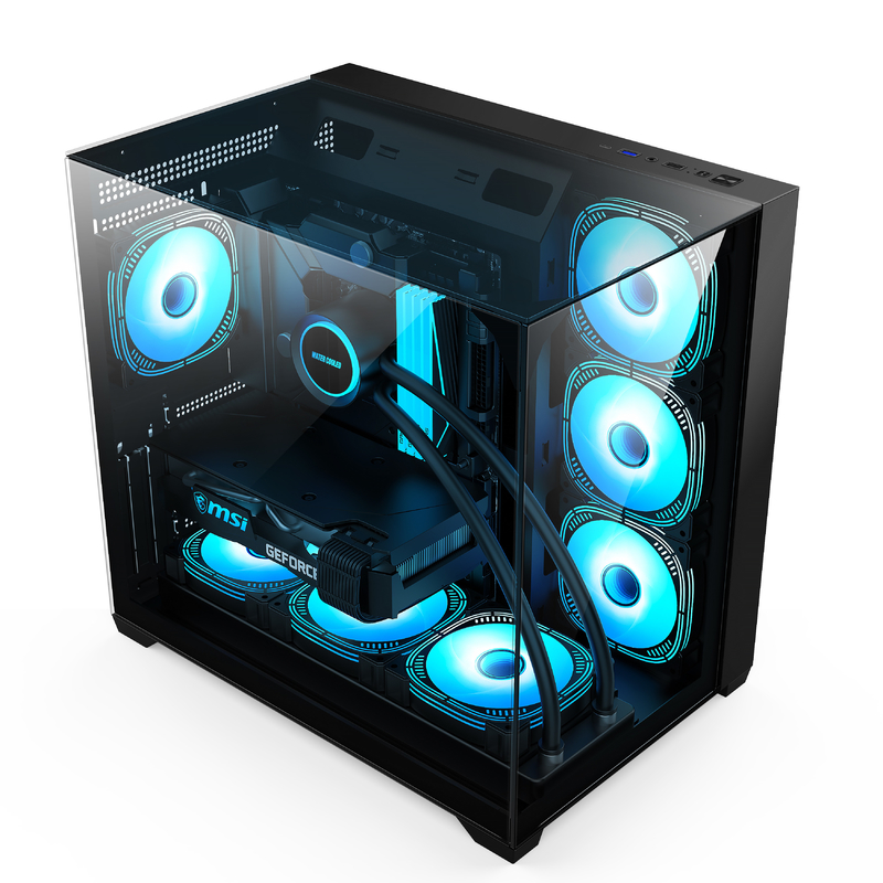 三面ガラス・シャシー 完全なサイズ ATX マザーボード 拡張性のある冷却機能を必要とするユーザー向けのコンピュータケース