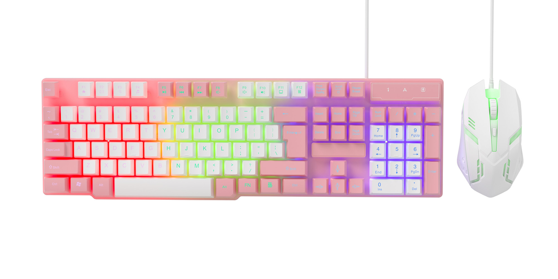 コンパクトでポータブルで 虹の静的照明と 高級カーボンフィルム 2対1キーボードとマウス