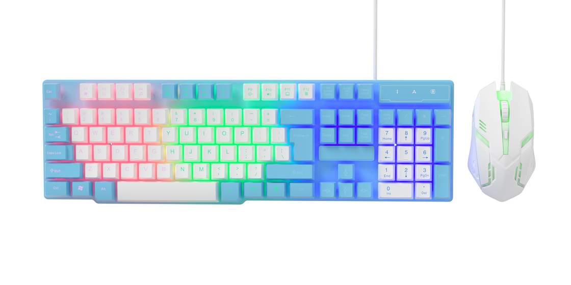コンパクトでポータブルで 虹の静的照明と 高級カーボンフィルム 2対1キーボードとマウス