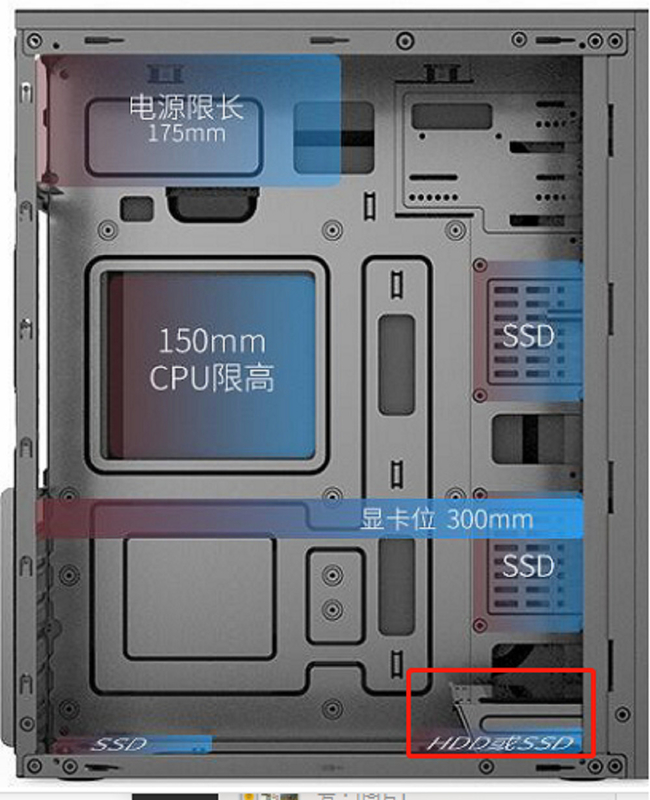 コンピュータケース ATX マイクロ ATX と ITX マザーボードを7つの拡張スロットでサポート 1つのHDDと2つのSSDのインストールをサポート