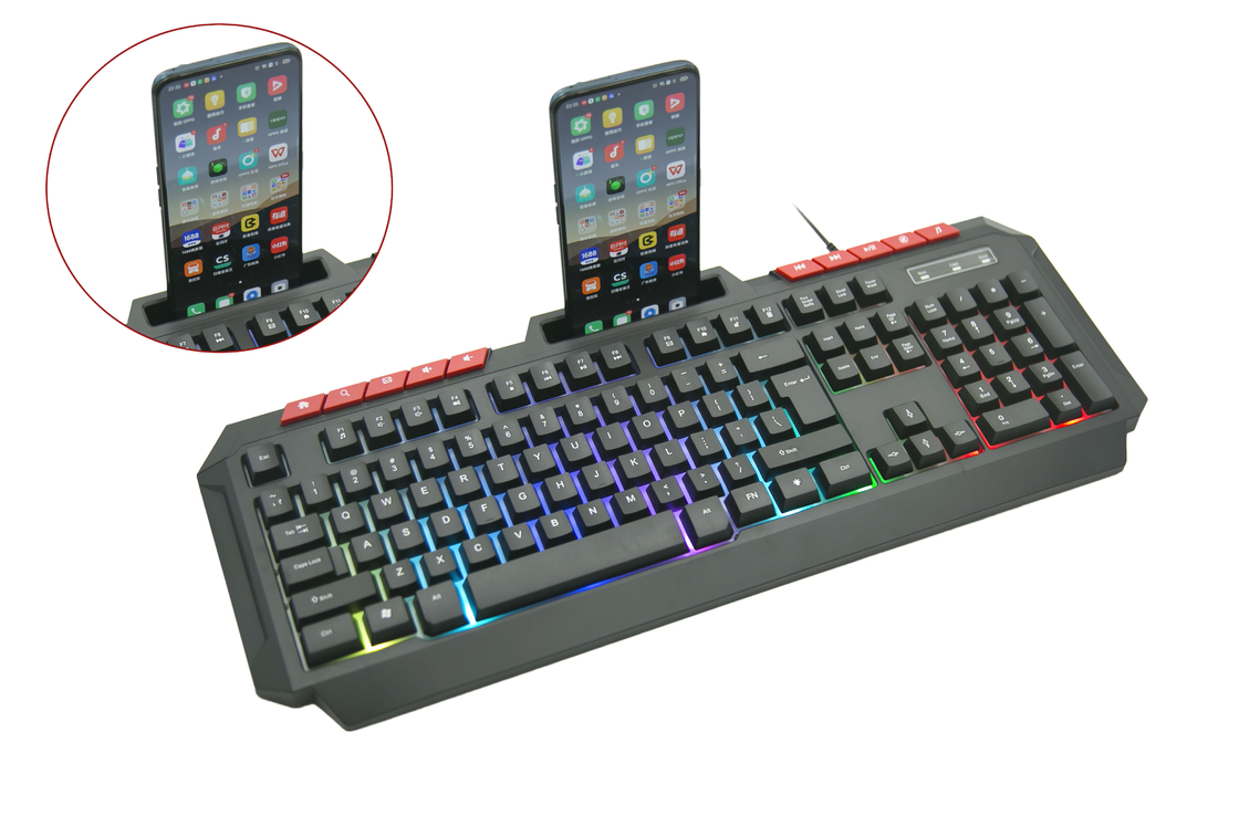 パーソナライズ可能なポータブル レインボーバックライト ゲームキーボード 効率的な作業を求めるユーザーのために 104 つのキーと 10 つのホットキー