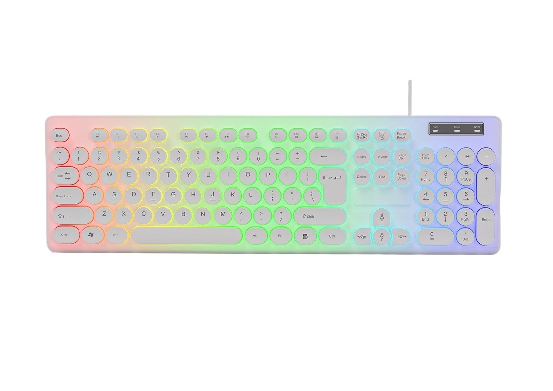 軽量 レインボーバックライト キーボード 呼吸効果のあるマウスコンボ 設定可能なFN + F1-F12キー ゲーム用 オフィス用 学生用