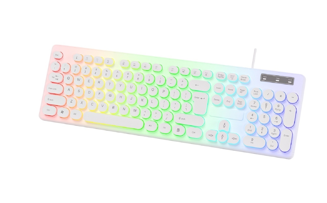 軽量 レインボーバックライト キーボード 呼吸効果のあるマウスコンボ 設定可能なFN + F1-F12キー ゲーム用 オフィス用 学生用