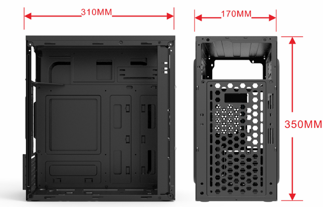マイクロATX ミニATX 4つの拡張スロット 2HDD 2SSD 12cm と 8cm のファンマウント コンパクト軽量コンピュータケース