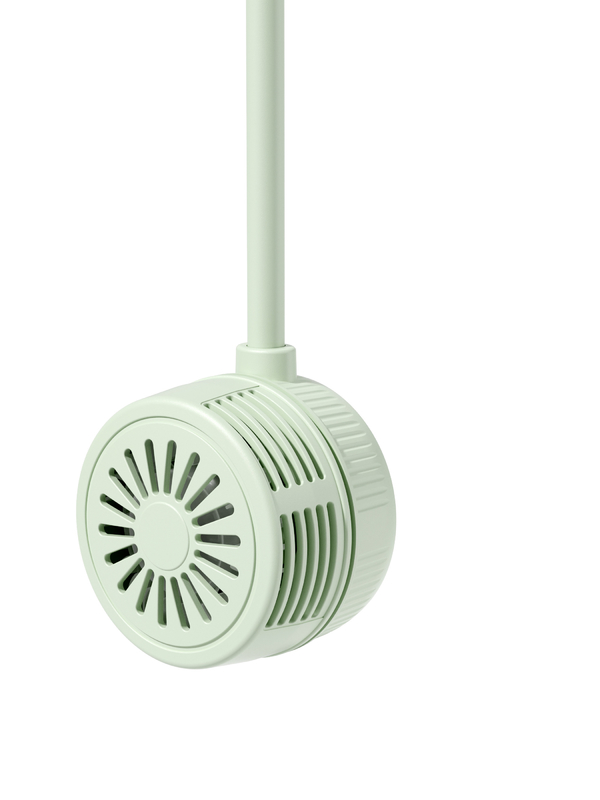 柔らかい風3階位 360度通気ホース 1000mAh バッテリー TYPE-C 充電 ポータブルファン 白とミント緑色