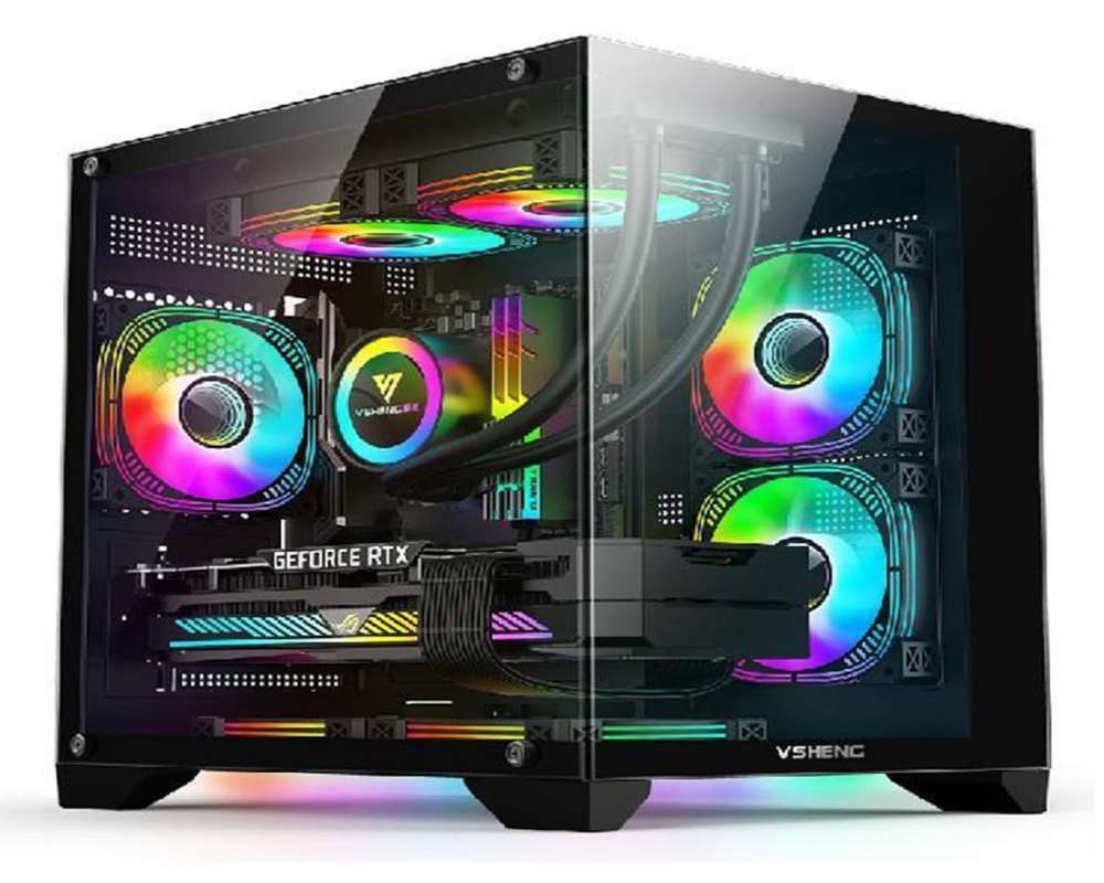 パノラマデザイン RGB照明 マイクロATX/ミニITX対応 330mm GPU 4スロットと170mm CPUクーラー 6ファンマウント