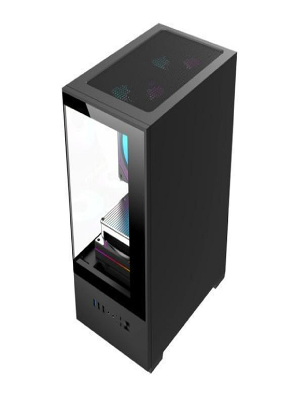 コンピュータケース サポート MicroATX/MiniITX マザーボード 底部HDD + SSD用電源コンパクト ダブルストレージ 3Dエアダクトデザイン付き5速扇風機