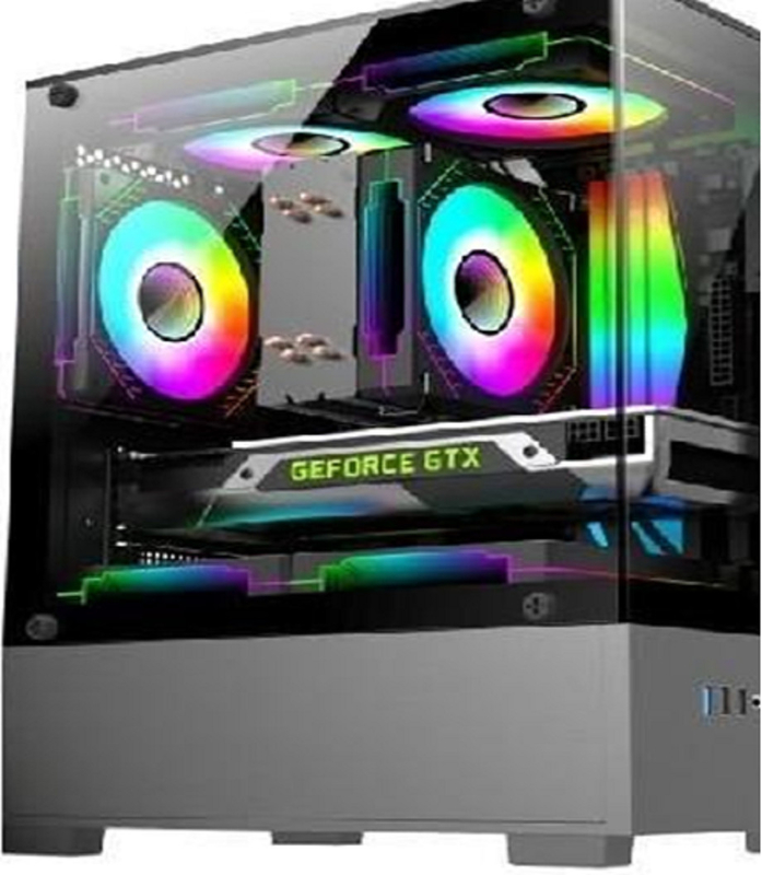 コンピュータケース サポート MicroATX/MiniITX マザーボード 底部HDD + SSD用電源コンパクト ダブルストレージ 3Dエアダクトデザイン付き5速扇風機