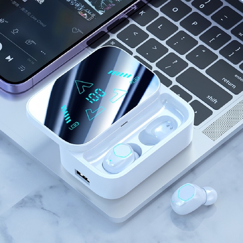 スライディングコンパクトデザイン インテリジェント・ミラー・ディスプレイ 高速Bluetooth5.3 イヤホン 全天候 バッテリー 寿命 スポーツ用 防水