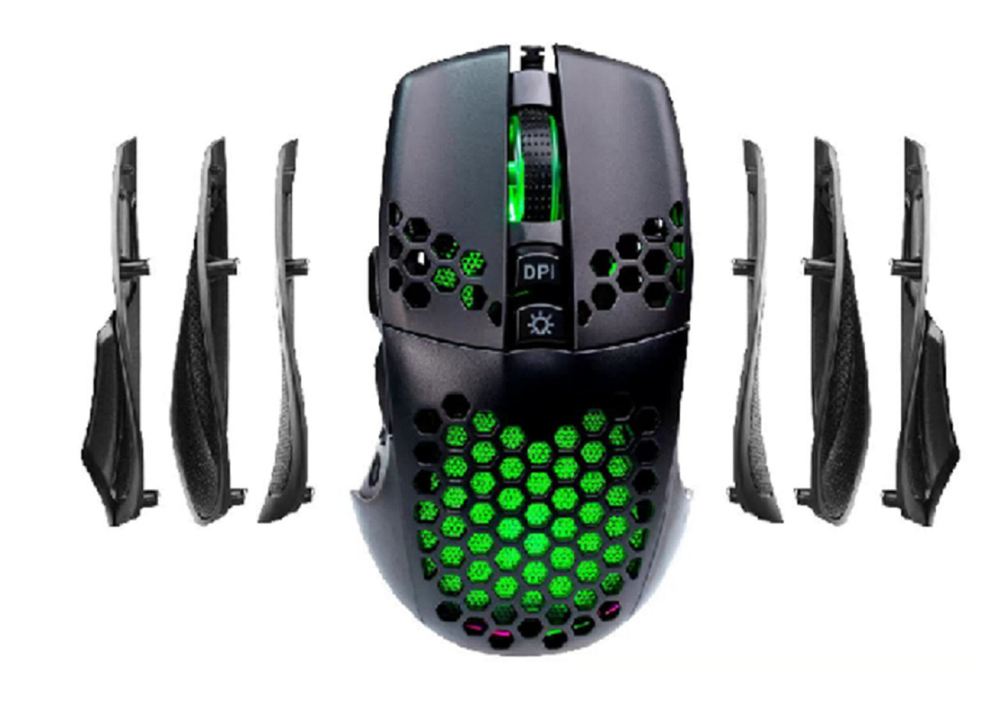 調節可能8000DPI 5レベル キーボード マウスコンボ 58g 128*78*42MM 9D エルゴノミックデザイン 8M マイクロ・ムーブメント FPSとMMORPGプレイヤーのためのRGB照明