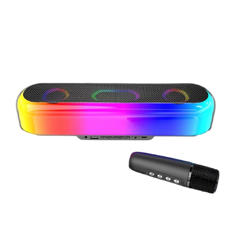 10W RMS パワー 52mm スピーカー 1500mAh バッテリー Bluetooth TF カード 32GB FM ラジオまでサポート 色彩豊かなLEDライト