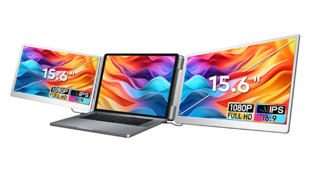 2 * 15.6インチ フルビュー FHD ラップトップモニター 16:9 アスペクト比 1920 * 1080 IPS 高解像度 Type-C 3.1 インターフェース HDR対応 スクリーンフリップ
