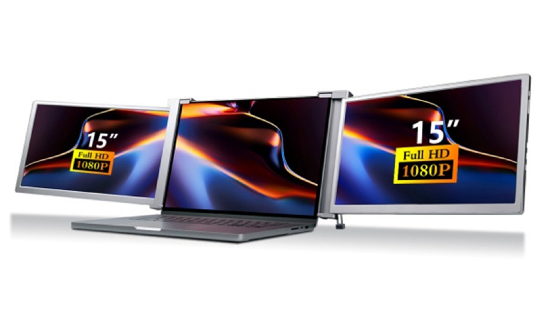 デュアル 15 インチ FHD ラップトップモニター 軽量 25.3mm 厚さ 1.63kg Type-C + ミニ HDMI ポート HDR サポート 12 言語 OSD