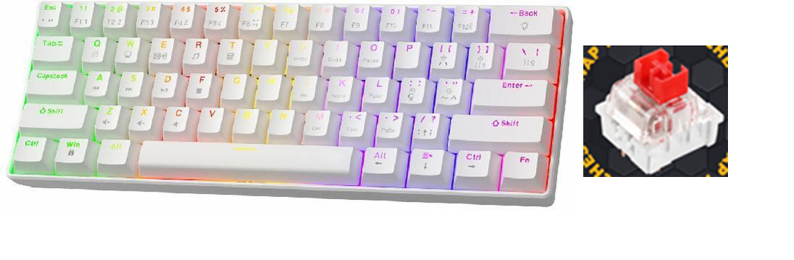 コンパクトな68キーメカニカルキーボード,カスタマイズ可能なRGBバックライト,ホットスワップ可能なスイッチ,USB接続