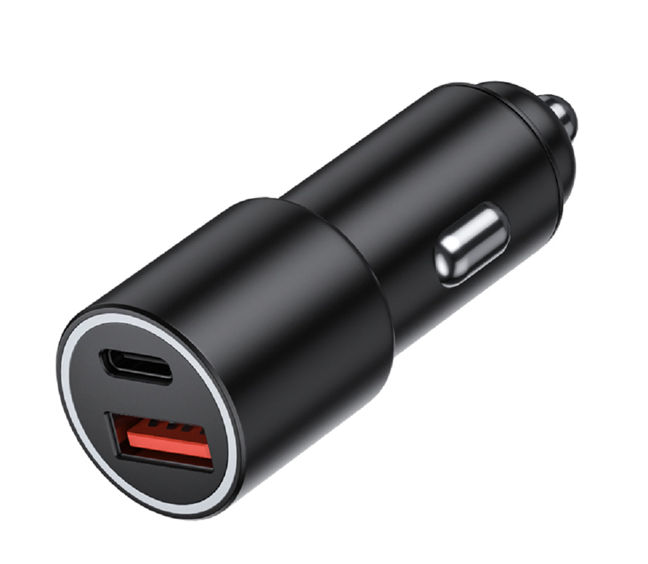 48W デュアルポートUSB-C カーチャージャー PD 20W&QC 18W,12-24V DC 入力 ABS+PC 防火