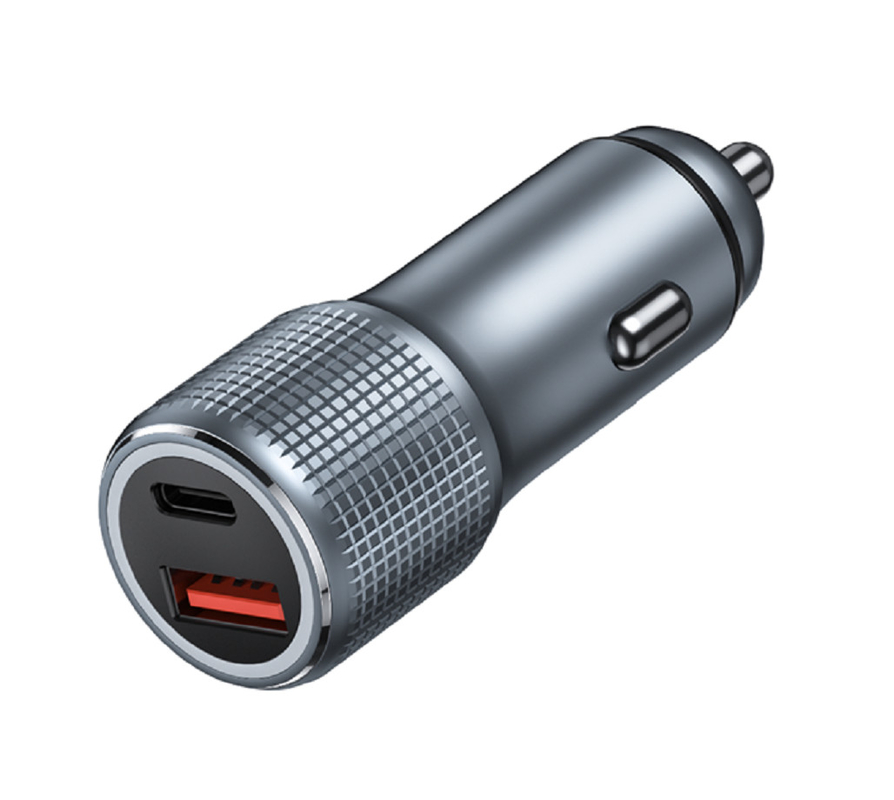 48W デュアルポートUSB-C カーチャージャー PD 20W&QC 18W,12-24V DC 入力 ABS+PC 防火