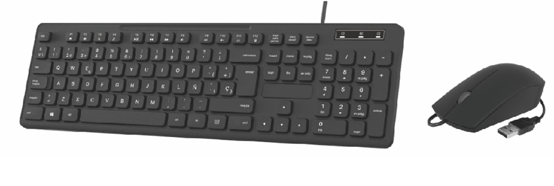 有線キーボードとマウスのコンボ ブラック 24mm厚カーボンフィルムキー キーボード 1200 DPI解像度 プラグアンドプレイ USBインターフェース