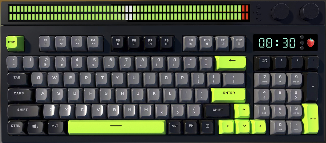 マルチモードキーボード ハイエンドキーボード トリプルモードノブ制御 RGB照明 トマトアラームクロック エルゴノミックデザイン