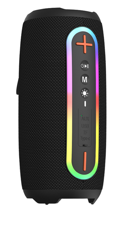 Bluetooth 5.3 2*10W スピーカー 2400mAh バッテリー Type-C 充電付き RGB アンビエントライト ランヤード