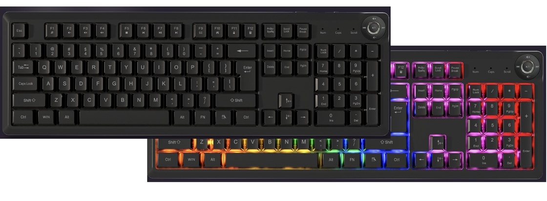 超スリム ポータブル FN マルチメディア膜キーボード 448*143*32mm 610g 純重量 ABS 黒キーキャップ シルバー膜