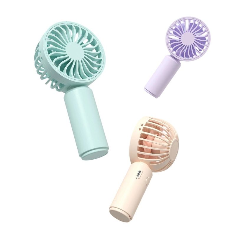 ミニハンドヘルドファン 300mAh バッテリー 1H バッテリー寿命 1.5H Type-C 充電スイッチをバックに位置するピンクブルー紫
