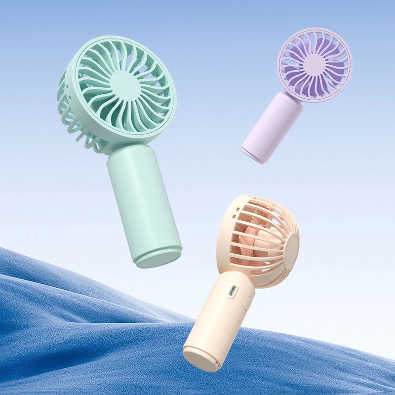 ミニハンドヘルドファン 300mAh バッテリー 1H バッテリー寿命 1.5H Type-C 充電スイッチをバックに位置するピンクブルー紫