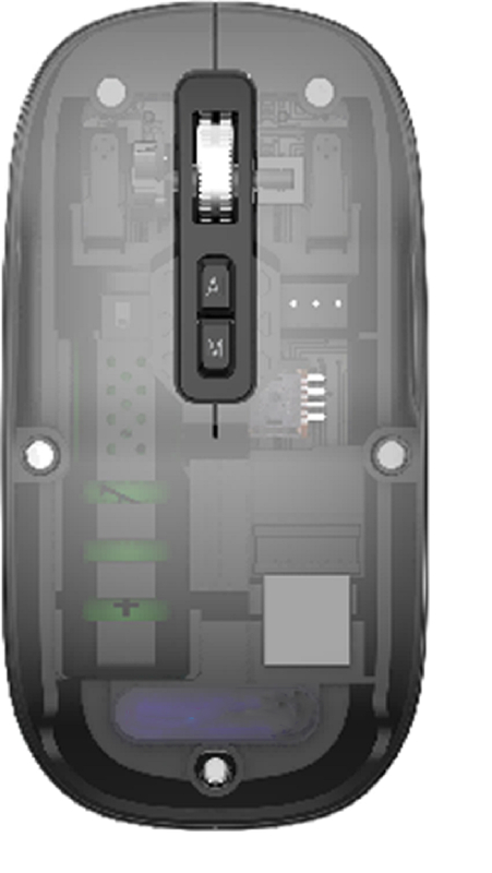 この2.4GワイヤレスおよびBluetooth AIマウスは、調整可能なDPI設定（800/1200/1600）、透明/シルバー/グレーを提供します。
