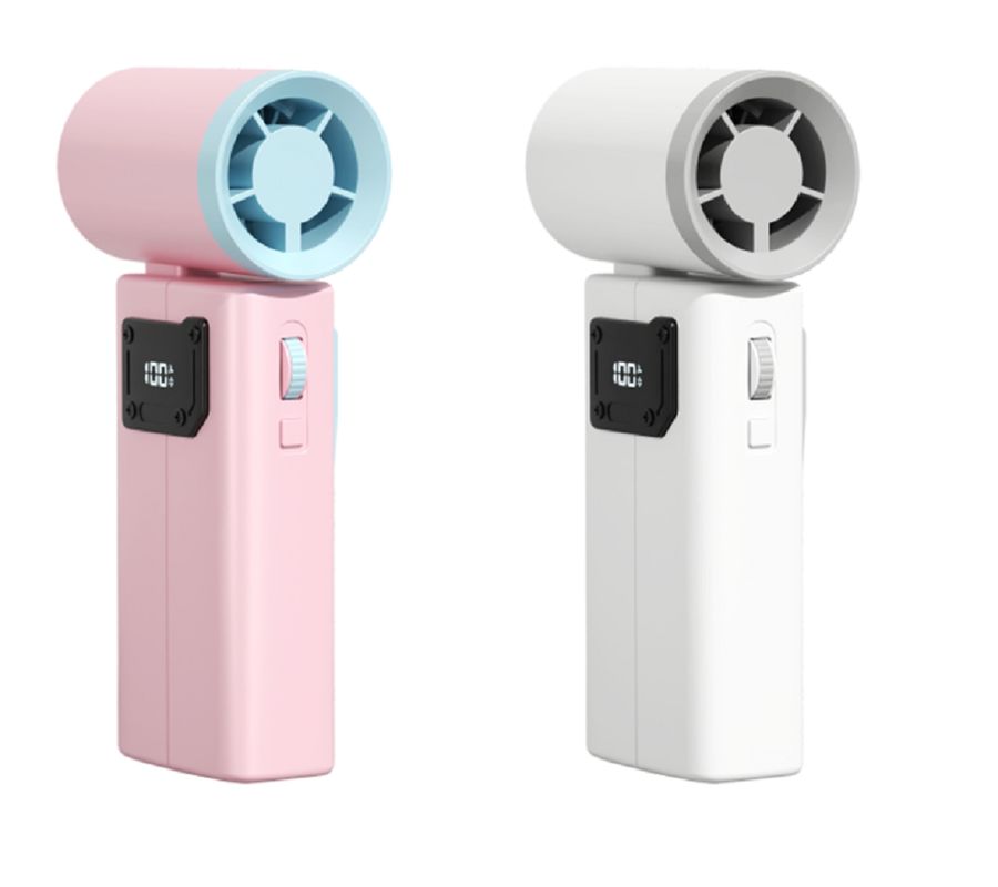 ETEK 3600mAh高容量扇風機,6.5Wの電力,100速 +ターボモード,ABS+PC双色ボディ ((ホワイト/ピンク).