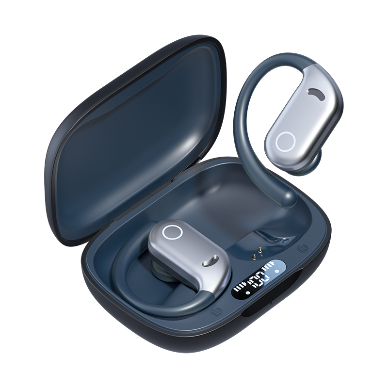 ETEK 防水 LED ディスプレイイヤホン、Bluetooth 5.4、50mAh イヤホンセル + 300mAh ケース (保護ボード付き)、F14.2 スピーカー