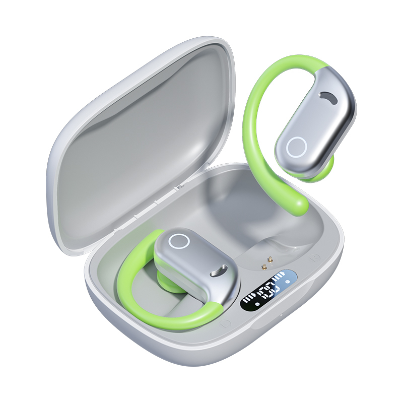 ETEK 防水 LED ディスプレイイヤホン、Bluetooth 5.4、50mAh イヤホンセル + 300mAh ケース (保護ボード付き)、F14.2 スピーカー
