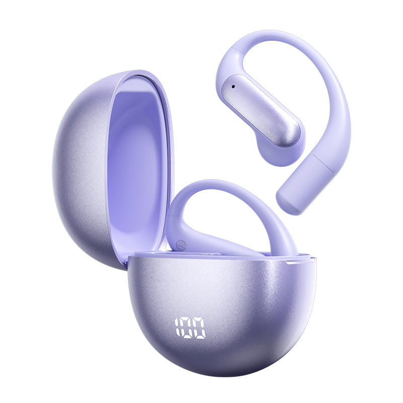 ETEK OWS オープンイヤーイヤホン 40mAh バッテリー、充電ケースは 500mAh 保護バッテリーを内蔵 ブラック パープル シルバー