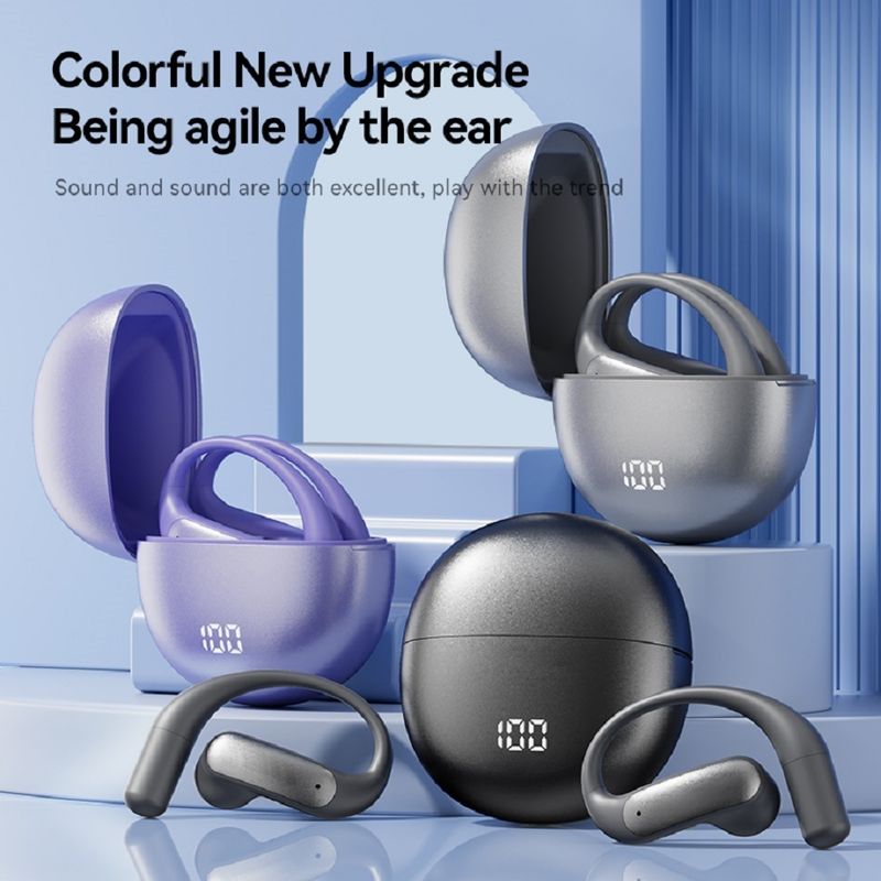 ETEK OWS オープンイヤーイヤホン 40mAh バッテリー、充電ケースは 500mAh 保護バッテリーを内蔵 ブラック パープル シルバー