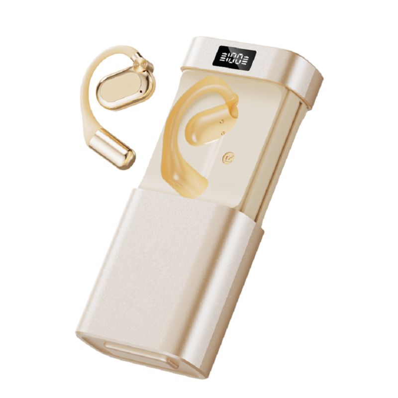 ETEK オープンフィット AI 翻訳 ワイヤレス イヤホン LED 懐中電灯 & パワーバンク 1800mAh 充電ケース 黒 / 複雑