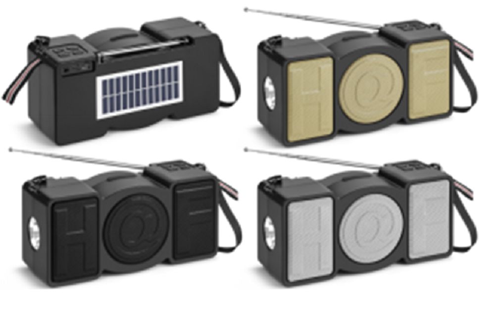 ETEK 78mm 20W スピーカー ABS+鉄網構造 USB/TF/FM 7段アンテナ LED懐中電灯 BT TWS 太陽光パネル 1W