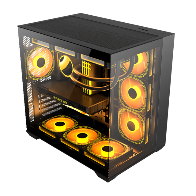 パソコンケース EATX/ATX/Micro-ATX/Mini-ITX/BTF マザーボード 0.6mm SPCC スチールと双面性テンパーガラスに対応
